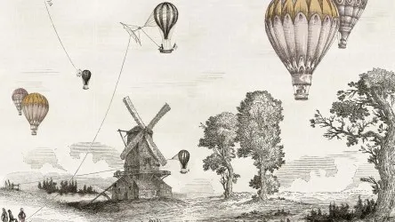 GIN2001GO | Carta da parati con mongolfiere